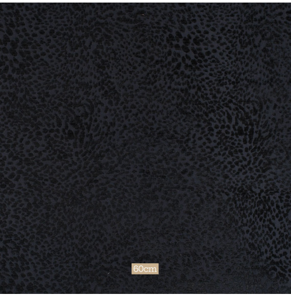 Tissu-ameublement-velours-chenille-noir-motif-aspect-léopard