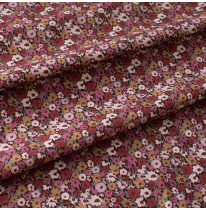 Tissu-coton-aubergine-petite-fleur-bordeaux-et-rose