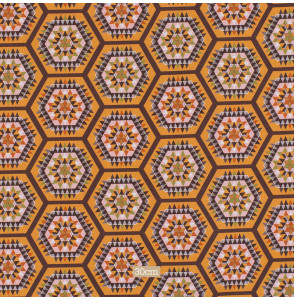 Oranje-ethnische-katoenen-stof-hexagon