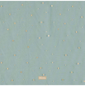Tissu-de-noël-organza-vert-petites-étoiles