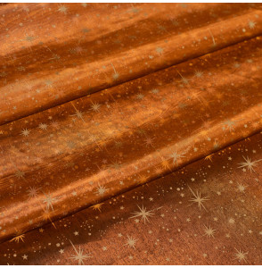 Tissu-de-noël-organza-bronze-étoiles-dorées