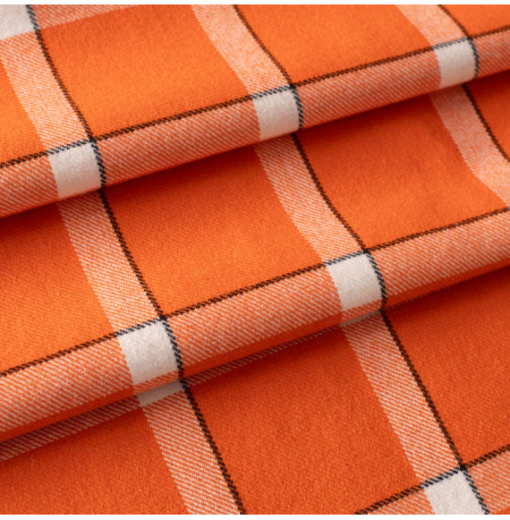 Tissu-vintage-laine-orange-à-carreaux