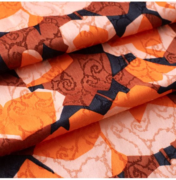 Vintage-jacquard-stof-geprint-oranje