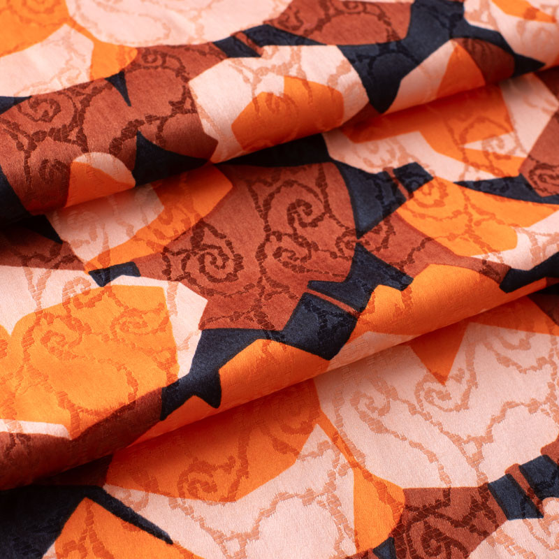 Tissu-vintage-jacquard-imprimé-orange