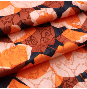 Tissu-vintage-jacquard-imprimé-orange
