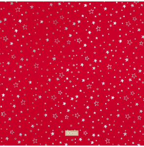 Tissu-coton-Noël-rouge-étoile-argentée