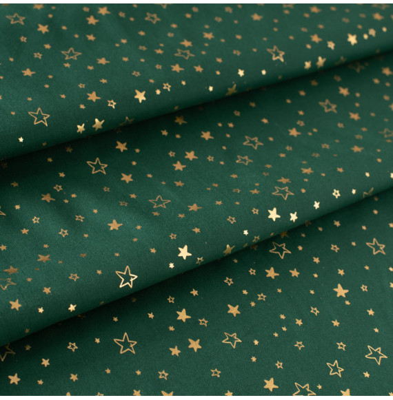 Groene-katoenen-kerststof-met-gouden-sterren