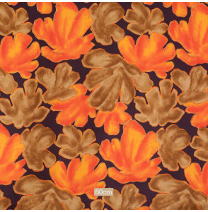 Tissu-vintage-pure-soie-petite-largeur-fleurs-oranges