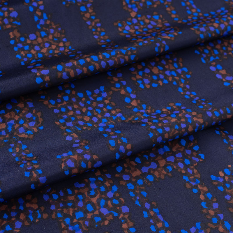 Tissu-vintage-pure-soie-petite-largeur-geométrique-bleu