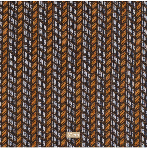 Tissu-vintage-pure-soie-petite-largeur-géométrique-brun