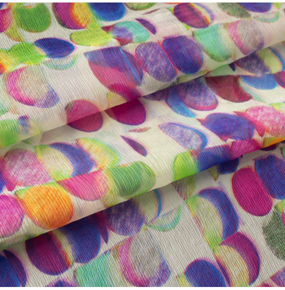 Tissu-crèpe-de-soie-plisse-haut-de-gamme-motif-tachete-multicolore