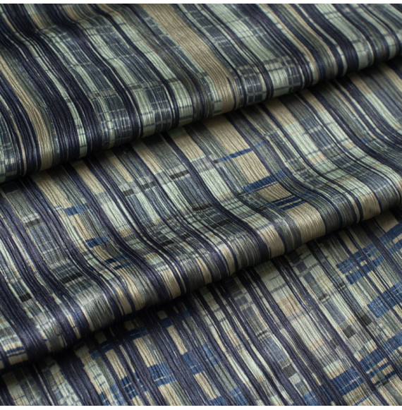 Tissu-crepe-de-soie-plisee-made-in-Italy-géométrique-bleu-et-kaki