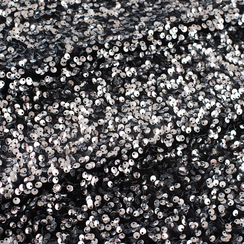 Fluwelen-stretch-stof-zwart-met-zilveren-pailletten