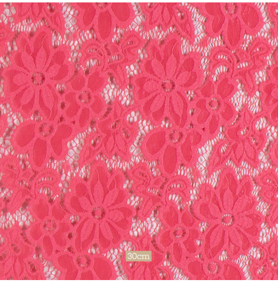 Tissu-dentelle-stretch-motif-fleur-corail
