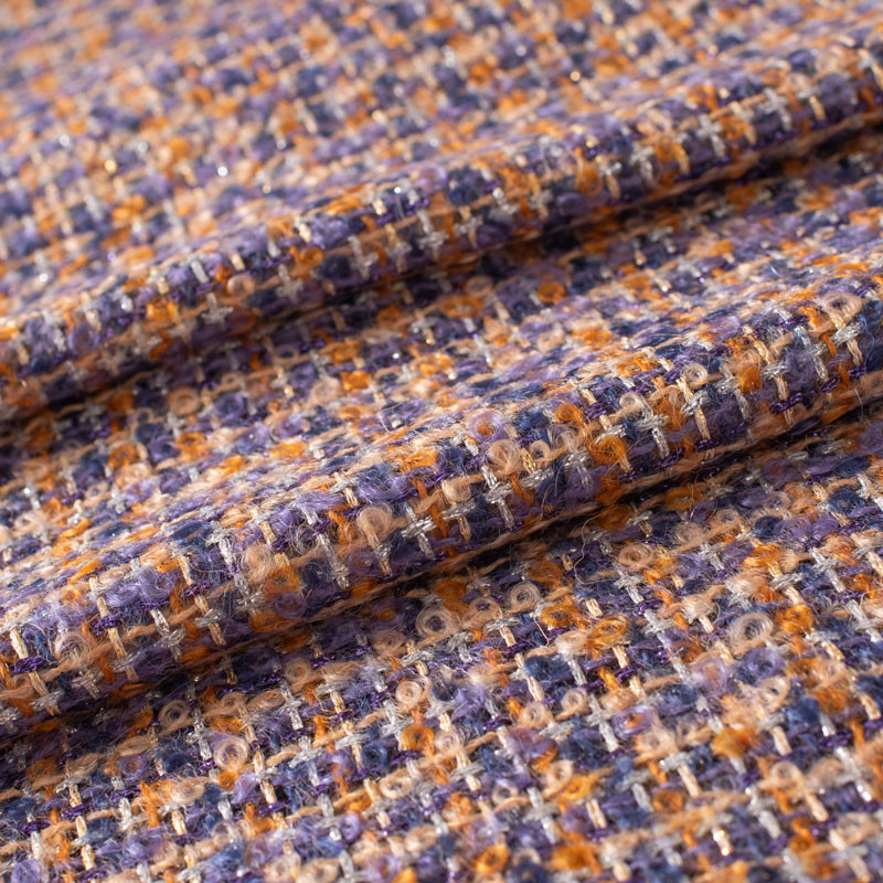 Tissu-tweed-Laurent-Guarigue-mauve-et-ocre-fil-lurex