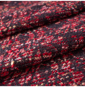 Tissu-tweed-haute-couture-tissé-en-France-rouge-et-noir