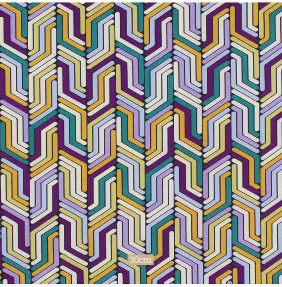 Viscose-stof-geometrische-vintage-print-paars-lila