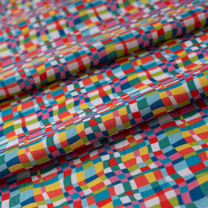 Tissu coton géométrique pop multicolore