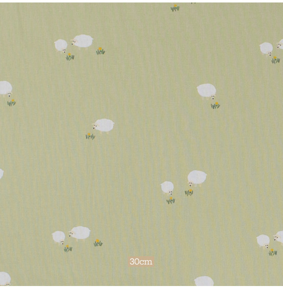 Tissu-coton-vert-mouton