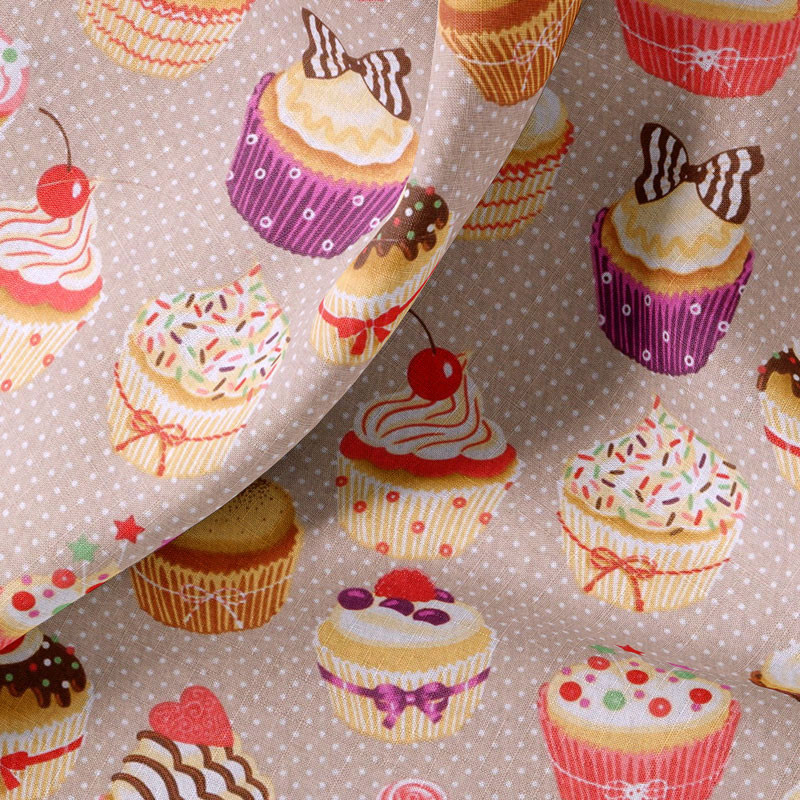 Tissu-coton-taupe-Cupcakes