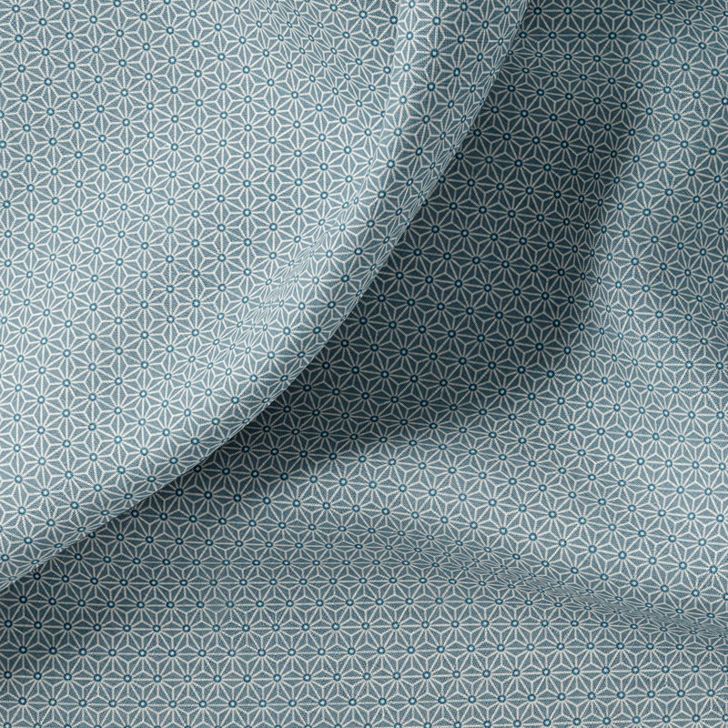 Tissu-coton-gris-bleu-Géométrique