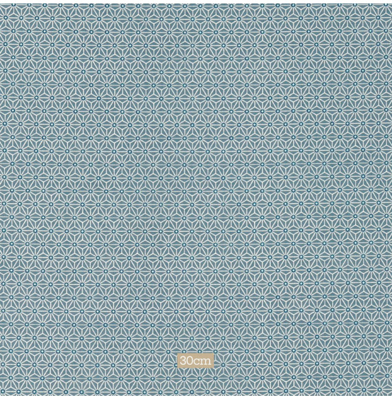 Tissu-coton-gris-bleu-Géométrique