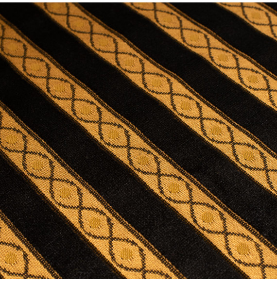 Tissu-velours-ameublement-ligné-noir-fond-or