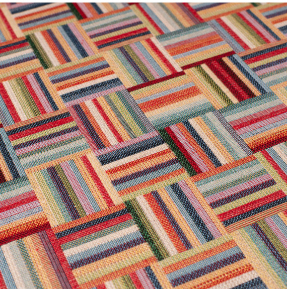 Tissu-280cm-ameublement-gobelin-géométrique-multicolore