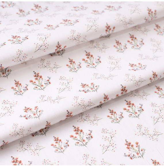 Tissu-300cm-satin-coton-blanc-petite-fleur-brun